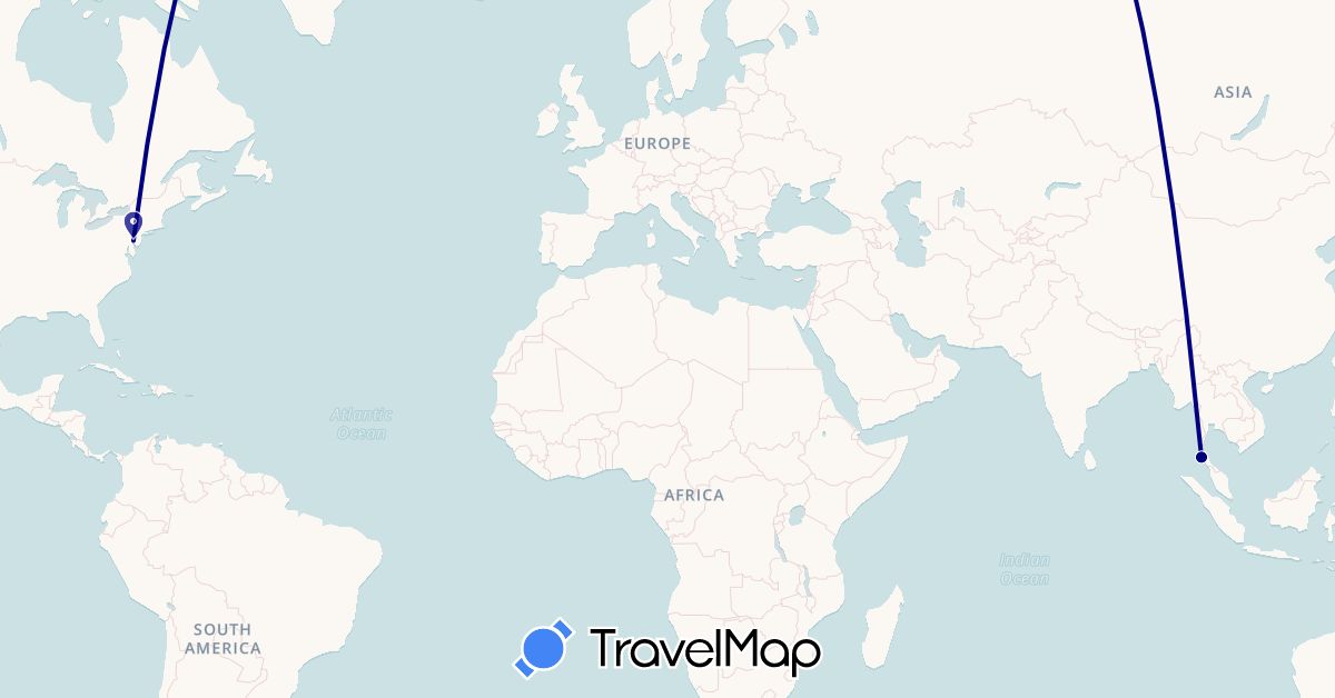 TravelMap itinerary: driving in Thailand, United States (Asia, North America)